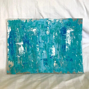 ORIGINAL ART! Teal, aqua, metallic silver & blue